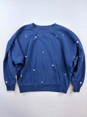 Gap Sweats Blue Sweatshirt with Embroidered White Stars XS Petite